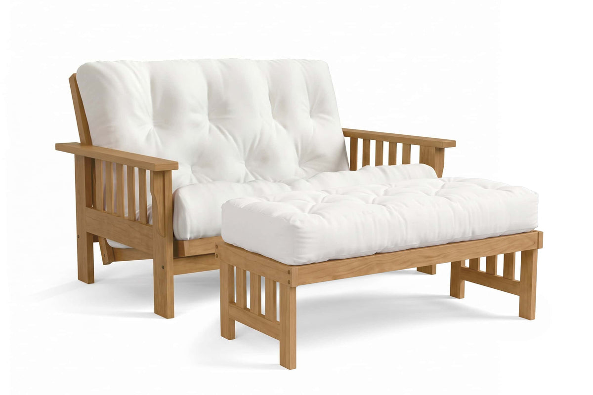 Ottoman for Amish Mission Flat Arm futon loveseat in cherry, Clear finish