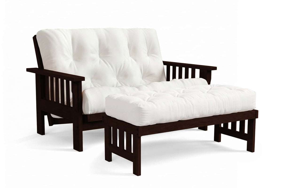 Ottoman for Amish Mission Flat Arm futon loveseat in cherry, Onyx finish