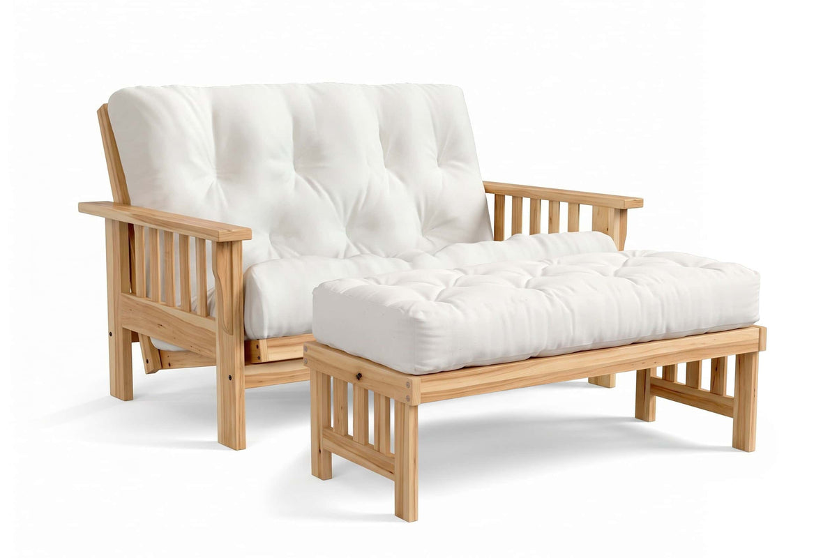 Ottoman for Amish Mission Flat Arm futon loveseat in unfinished hickory