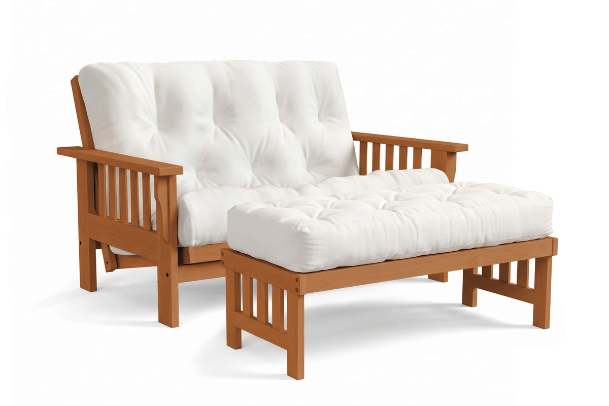 Ottoman for Amish Mission Flat Arm futon loveseat in maple, Harvest finish