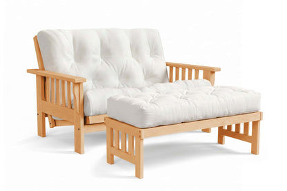 Ottoman for Amish Mission Flat Arm futon loveseat in maple, Provincial finish