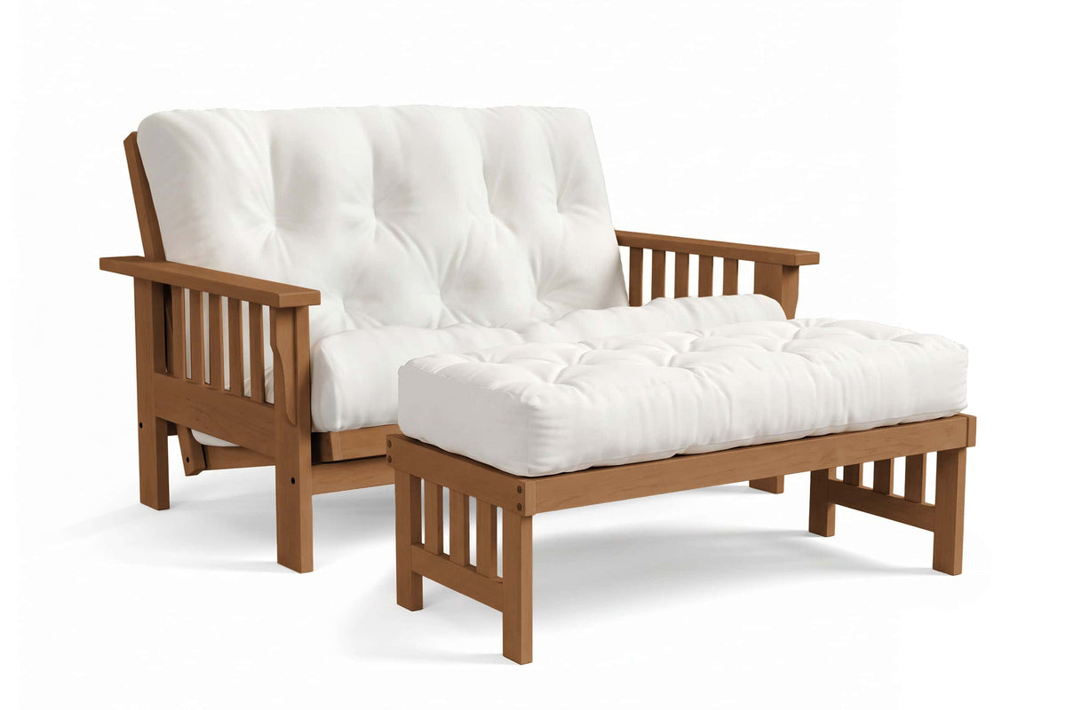 Ottoman for Amish Mission Flat Arm futon loveseat in maple, Walnut finish