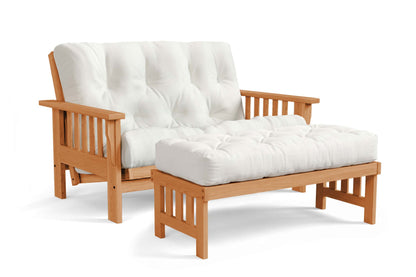 Ottoman for Amish Mission Flat Arm futon loveseat in oak, Seely finish
