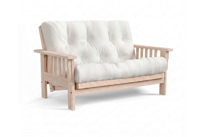 Amish Mission Flat Arm futon loveseat in unfinished rough oak