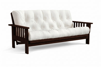 Amish Mission Flat Arm futon sofa in cherry, Tobacco finish