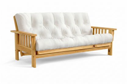 Amish Mission Flat Arm futon sofa in hickory, Clear finish