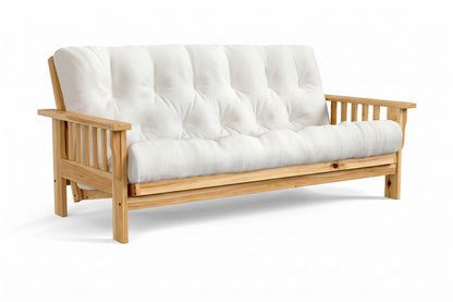 Amish Mission Flat Arm futon sofa in hickory, Natural Oil finish