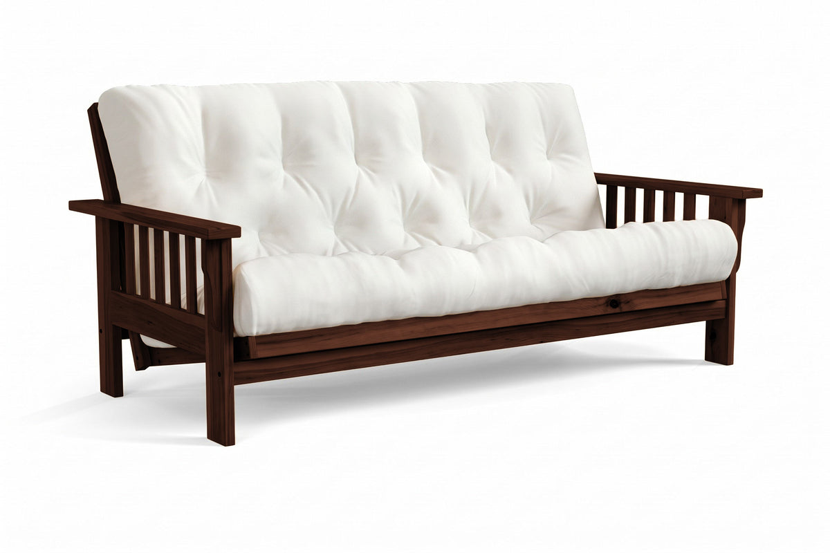 Amish Mission Flat Arm futon sofa in hickory, Tobacco finish