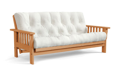 Amish Mission Flat Arm futon sofa in oak, Seely finish