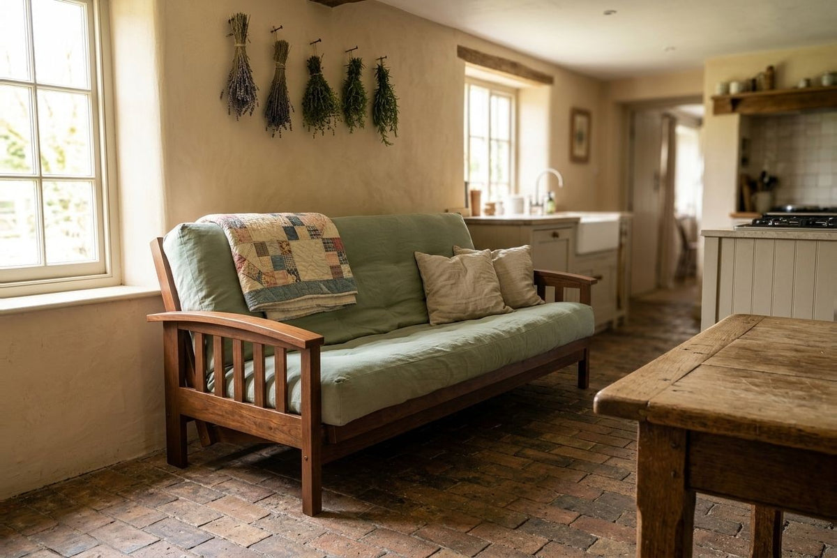 Mission Bent Arm Amish Futon Sofa Bed • Cherry • Harvest