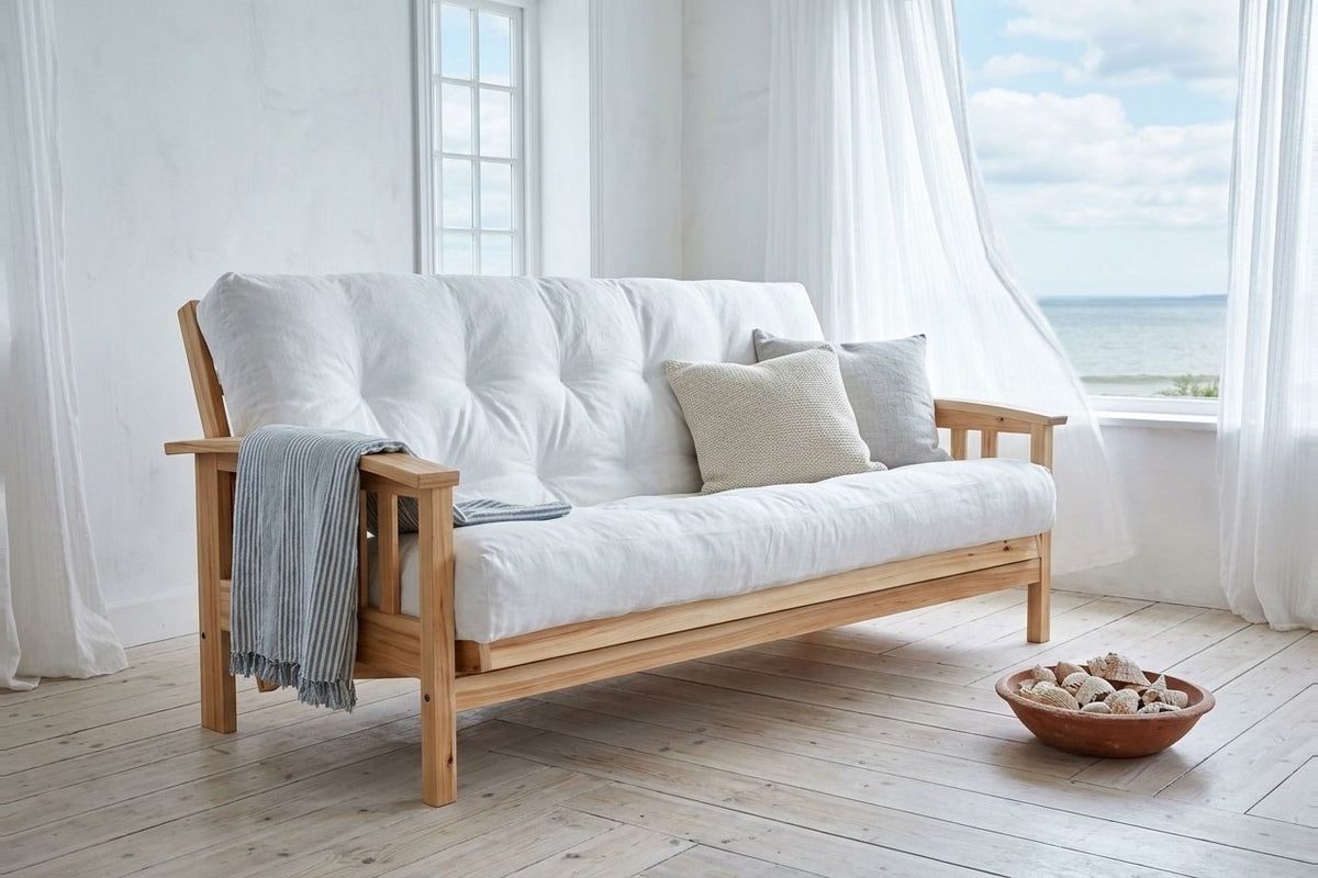 Mission Bent Arm Amish Futon Sofa Bed • Hickory • Unfinished