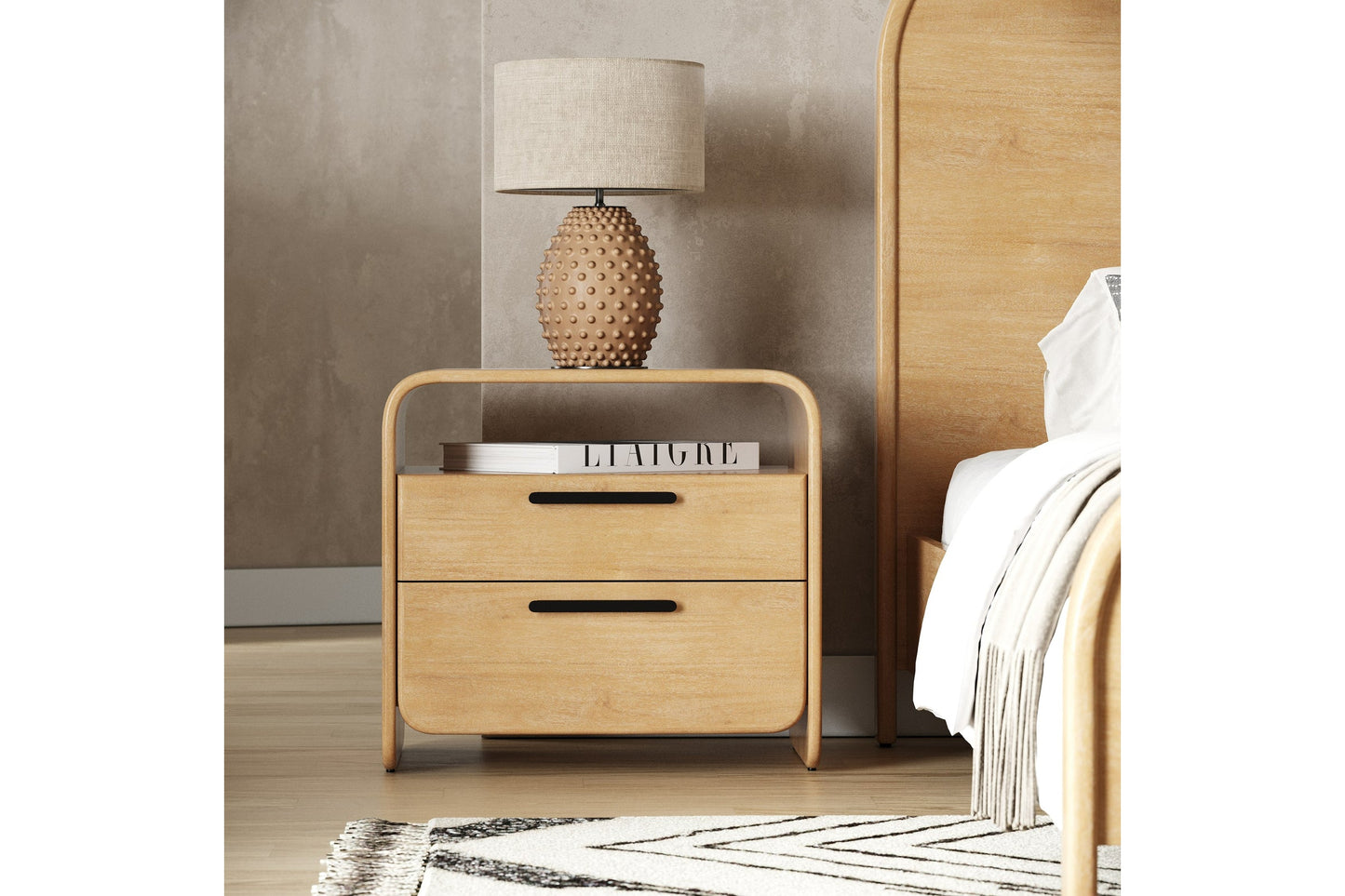 Dresden - Modern Natural Acacia 2-Drawer Nightstand