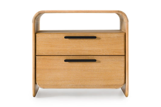 Dresden - Modern Natural Acacia 2-Drawer Nightstand