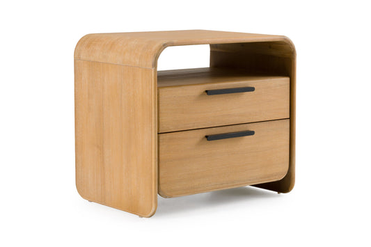 Dresden - Modern Natural Acacia 2-Drawer Nightstand