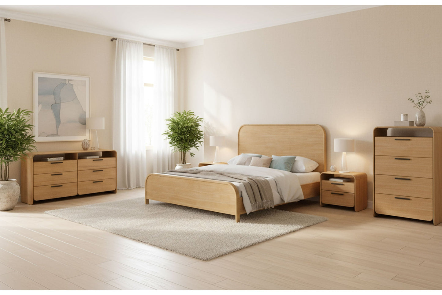 Dresden - Modern Natural Acacia Bed