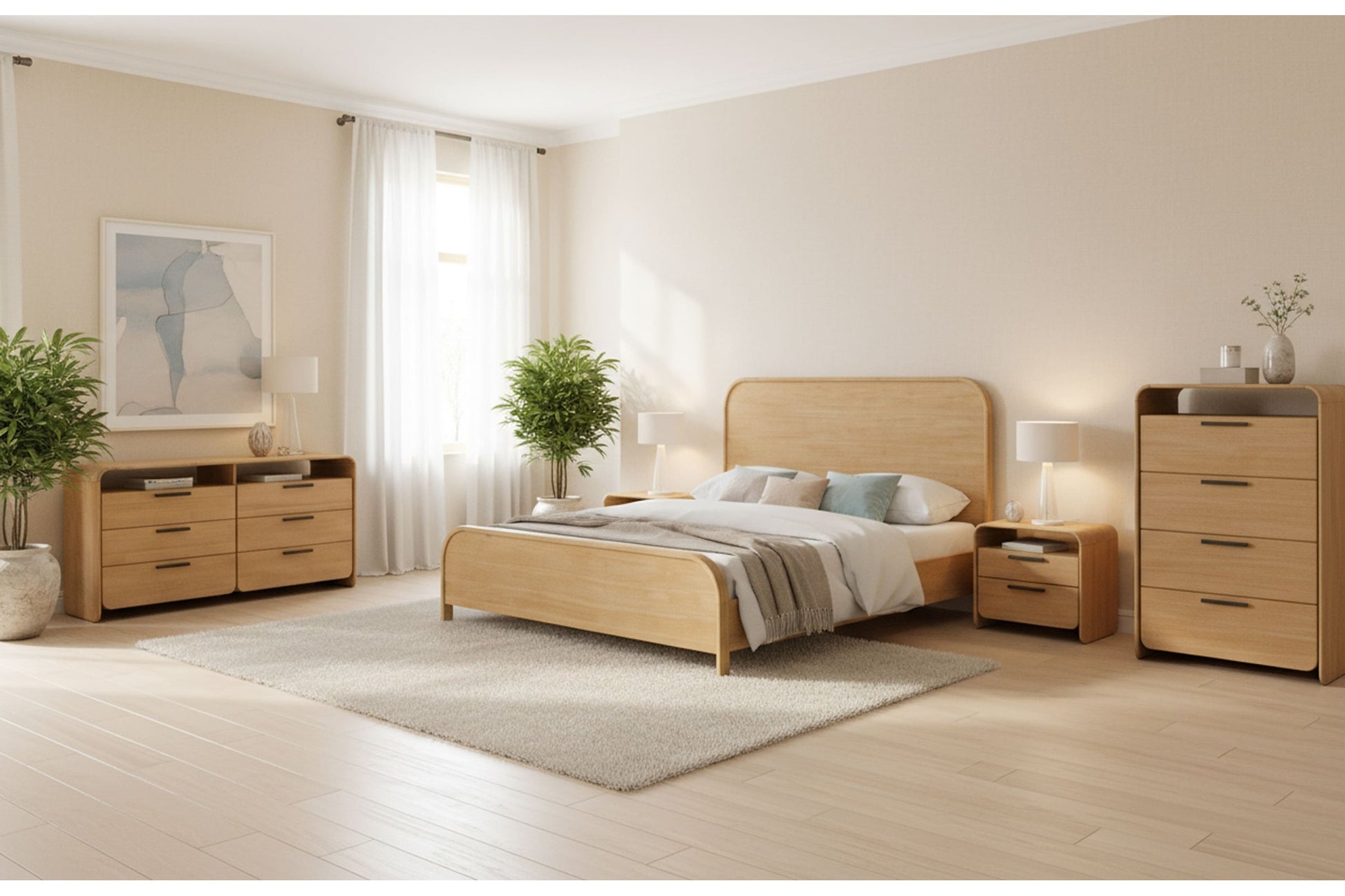Dresden - Modern Natural Acacia Bed
