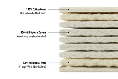 Natural Cotton and Wool Japanese-Style Firm Futon Mattress