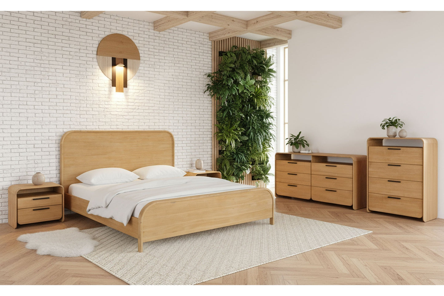Dresden - Modern Natural Acacia Bed